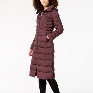 Bernardo Down Maxi Coat - Dark Plum - Size S